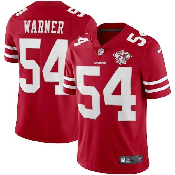 Men San Francisco 49ers #54 Fred Warner Red 75th Anniversary Limited NFL Jersey